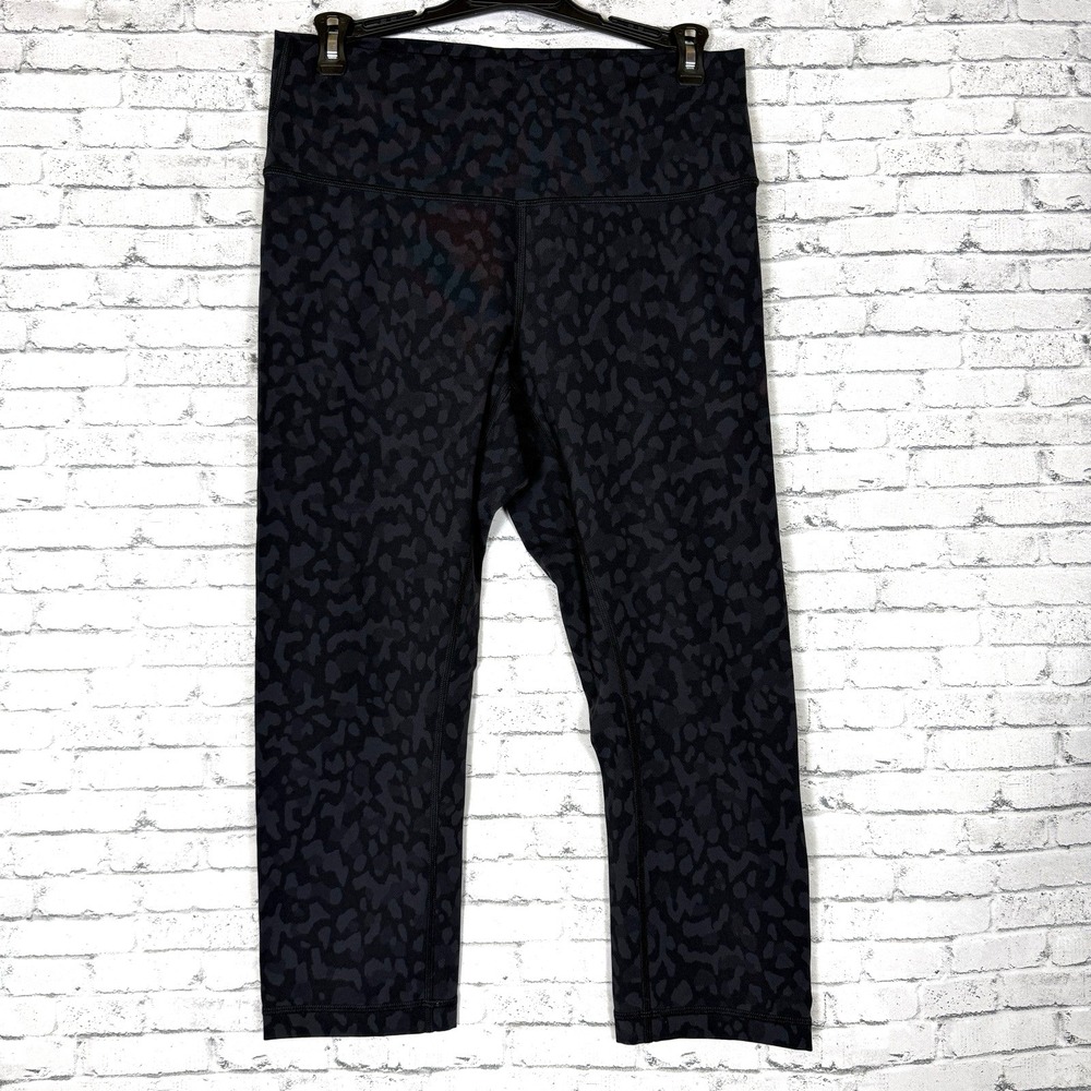 Lululemon Wunder Under Crop High Rise Black Cheetah MultiGrey Size 10